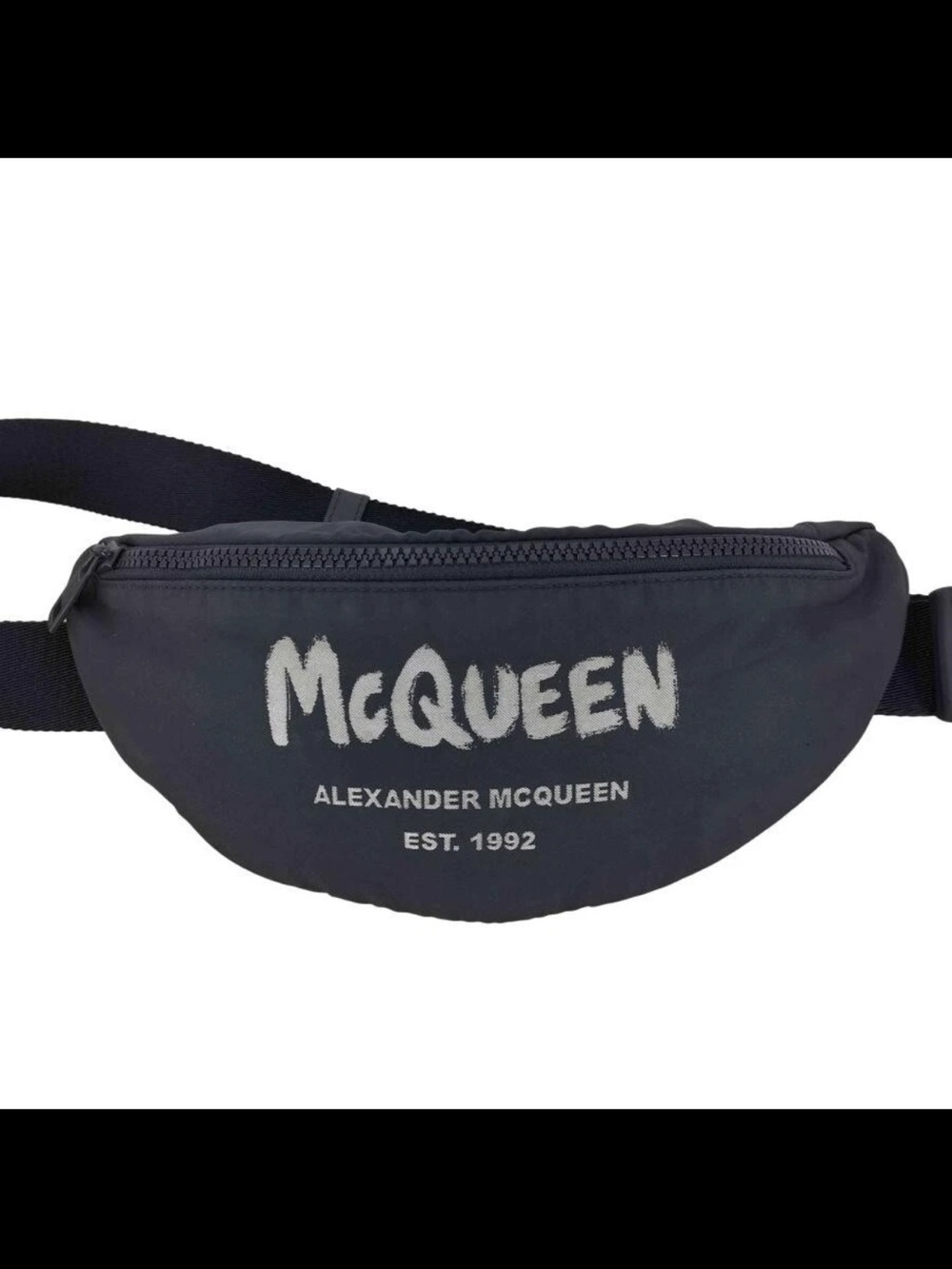 Alexander McQueen Navy Blue 'McQueen' Logo Belt Bag